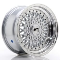 Janta aliaj 15" JR Wheels JR9 15x8 ET20 4x100/108 Silver w/ Machined Lip+Silver Rivets