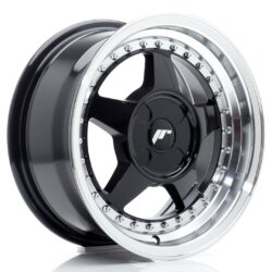 Janta aliaj 15" JR Wheels JR6 15x7 ET20-35 4H BLANK Gloss Black w/ Machined Lip