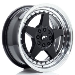 Janta aliaj 16" JR Wheels JR6 16x7 ET25 4x100/108 Gloss Black w/ Machined Lip
