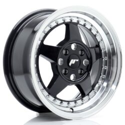 Janta aliaj 15'' JR Wheels JR6 15x7 ET35 4x100 Gloss Black w/ Machined Lip