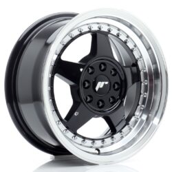 Janta aliaj 15'' JR Wheels JR6 15x7 ET25 4x100/108 Gloss Black w/ Machined Lip