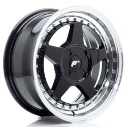 Janta aliaj 16" JR Wheels JR6 16x7 ET20-35 4H BLANK Gloss Black w/ Machined Lip