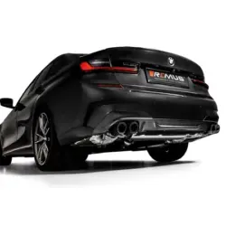 Toba sport REMUS set pentru the BMW G20 Limo G21 Touring G22 Coupe G26 Gran Coupe Racing + Racing Sport Silencer | 4x 84mm Street Race Chrome Tips